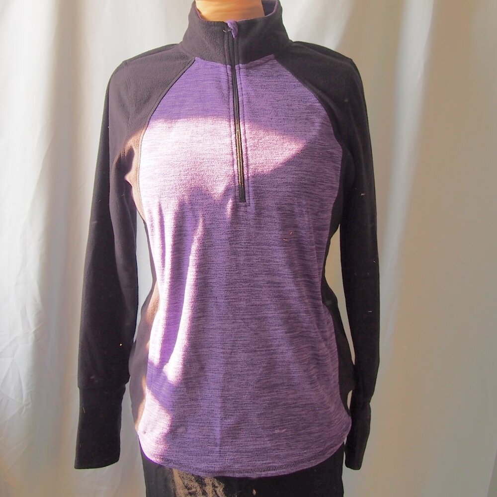 St. John's Bay Active Fleece Women's Half Zip Pullover Purple/Black Size M